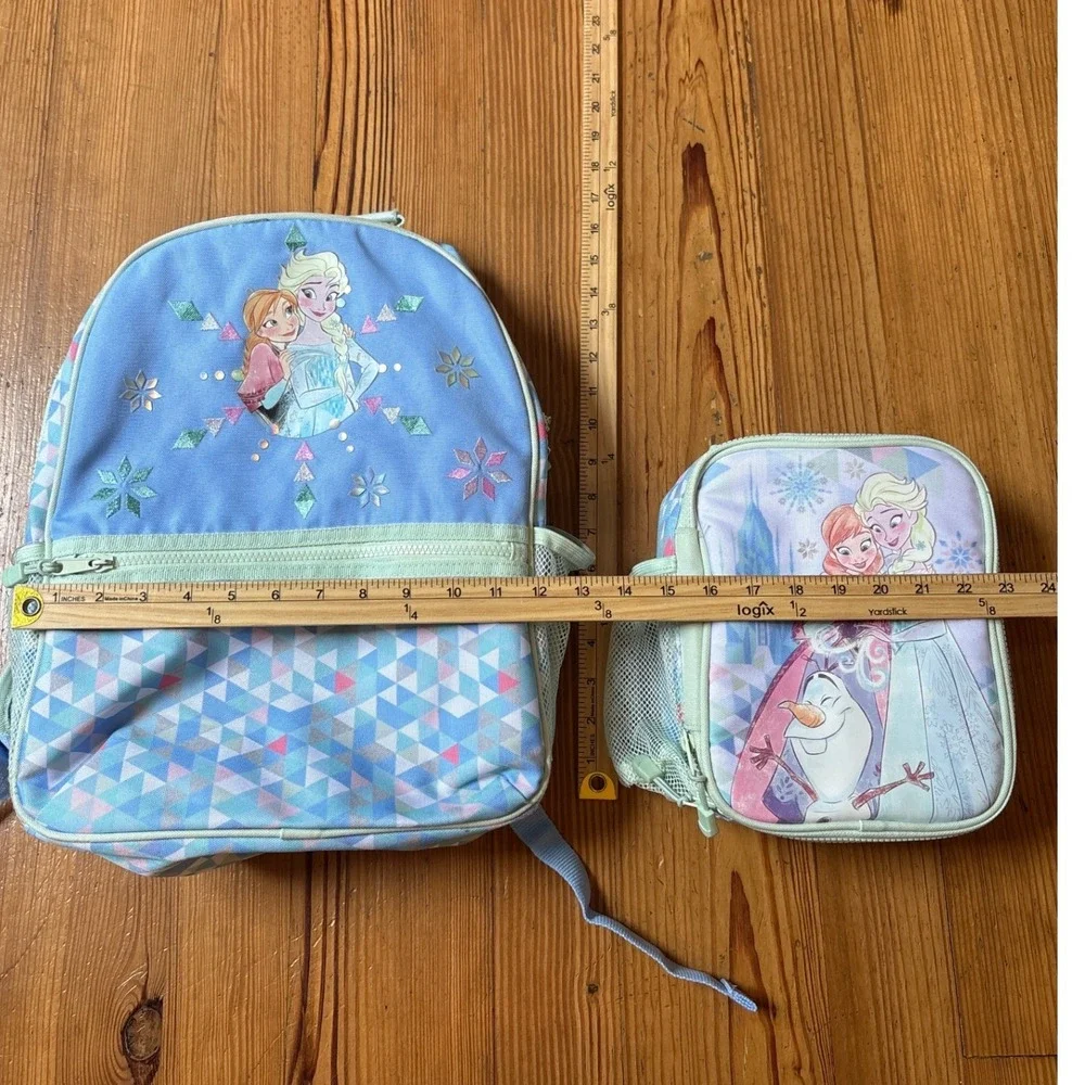 Disney Frozen Backpack and Lunch Box Kids Blue Anna Elsa Olaf Set SIZE One Size